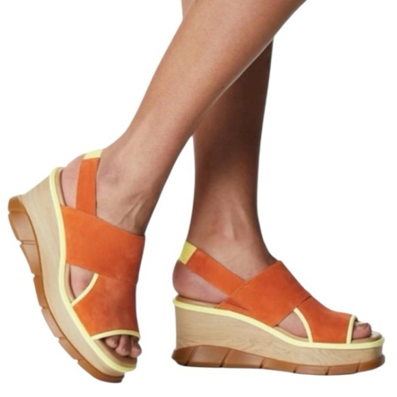 Sorel Joanie III Desert Sun Suede Wedge Platform Comfort Sling Back Sandals - Picture 1 of 17